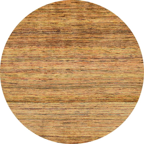 Ahgly Company Indoor Round Abstract Yellow Abstract Area Rugs, 6' Round