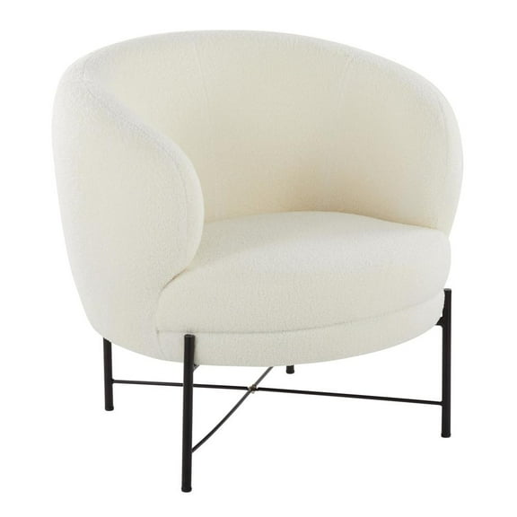 LumiSource Black Metal, White Sherpa Chloe Accent Chair