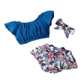 thumbnail image 5 of Gerichy Girls Summer Outfits, Girls Outfits Holiday Shorts And Tops Off Shoulder Flower Embroidery Short Sling Tops Summer Travel Summer Dress Vacation, 5 of 9