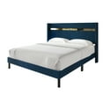 thumbnail image 2 of Castle Place Luxury Glam Velvet Wingback King Platform Bed with Gold Acrylic Accents, Navy Blue, 2 of 10