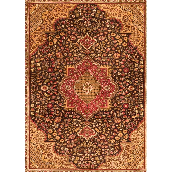 Ahgly Company Indoor Rectangle Medallion Orange Traditional Area Rugs, 8' x 12'