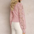 thumbnail image 4 of GigrtiJin Women Crew Neck Lace Tops Long Sleeves Patchwork Casual Blouse Fall Pullover Loose Shirts, 4 of 8