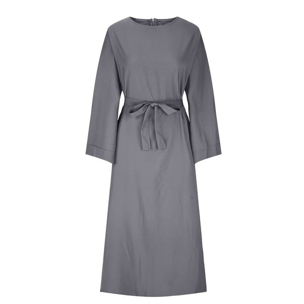 Women Tie Waist Muslim Formal Long Gown, Prayer Clothes Islamic Dubai Saudi  Arabia Modest Long Sleeve Robe Dress - Walmart Business Supplies