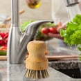 thumbnail image 3 of kjfeif Bamboo Dish Scrub Brush for Kitchen Sink, Natural Wooden Washing Dish Brush Scrubber, Sisal Bristles Brush for Household Cleaning Cast Iron Brush Pots, Pans and Vegetables, 3 of 9
