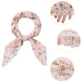 thumbnail image 4 of Bufandas de gasa para mujer - 27.6 X27.6 - Pañuelo cuadrado con estampado floral Pañuelo para el cuello Pañuelo para el cuello Rosa claro 70x70cm/27.6x27.6 inches(LxW), 4 of 5