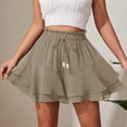 thumbnail image 3 of Women's Flowy Ruffle Tiered Skorts Drawstring Elastic Waist Flutter A-Line Skirt Summer Boho Beach Short Skirts, 3 of 8