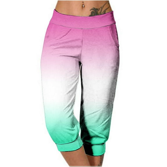JIUKE Womens Capri Pants High Waisted Drawstring Baggy Joggers Running Gym Cropped Sweatpants with Pockets Size XL