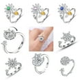 thumbnail image 2 of Spinner Fidget Anxiety Open Women Band Adjustable Size Flower Bee Heart Ring R71, 2 of 3