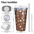 thumbnail image 4 of 16oz Tumblers Red Christmas Ornament Pattern Stainless Steel Vacuum Insulated Double Wall Travel Tumbler Cups Mug with Lid and Straw,Cleaning Brush for Coffee,Tea, 4 of 4