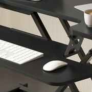FitStand Home Office Height Adjustable Standing Desk Converter Black 35 U-Shape with Keyboard Tray