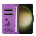 thumbnail image 5 of Allytech Galaxy S25 Ultra Wallet Case, PU Leather Butterfly Embossed Flip Folio Stand Protective Shockproof Cards Holder Hand Wrist Bumper Phone Case Cover for Samsung Galaxy S25 Ultra - Purple, 5 of 7