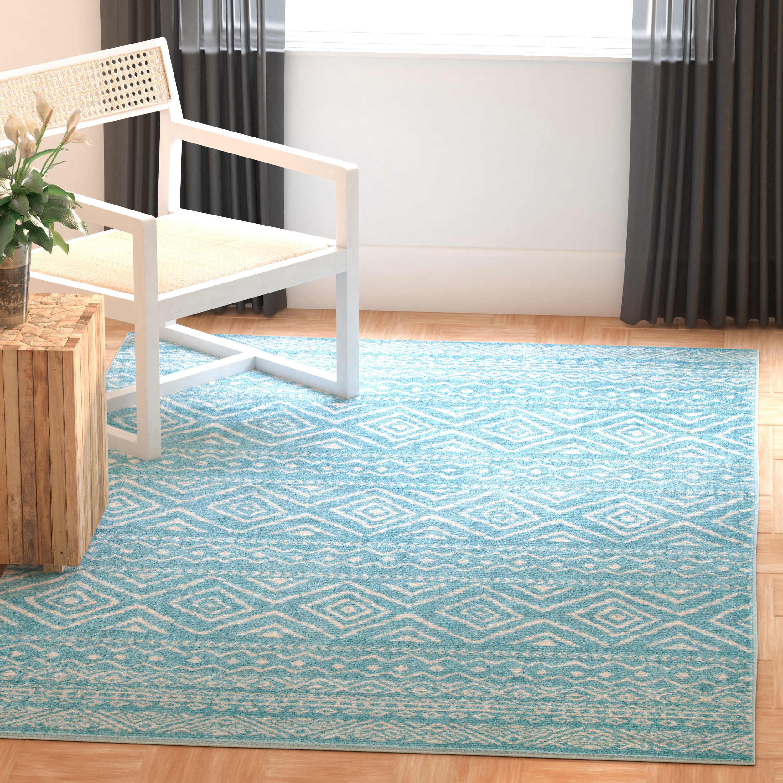 SAFAVIEH Tulum Merletta Oriental Area Rug, Turquoise/Ivory, 9' x 12'