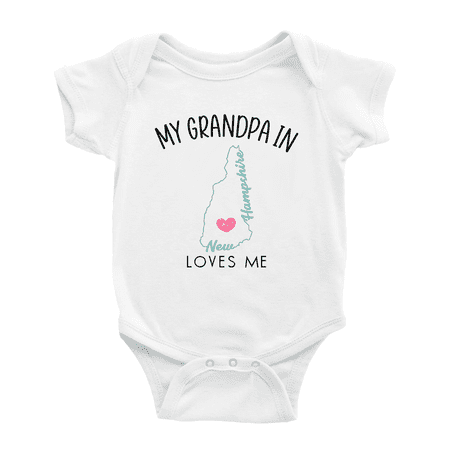 

My Grandpa In New Hampshire Loves Me Baby Clothing For Boy Girl Bodysuits 3-6 Months