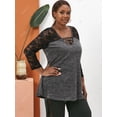 thumbnail image 2 of Tallo de encaje más grande CRISSCROSS SPACE TYE TEE Rosegal  Mangas largas de talla grande, 2 of 5
