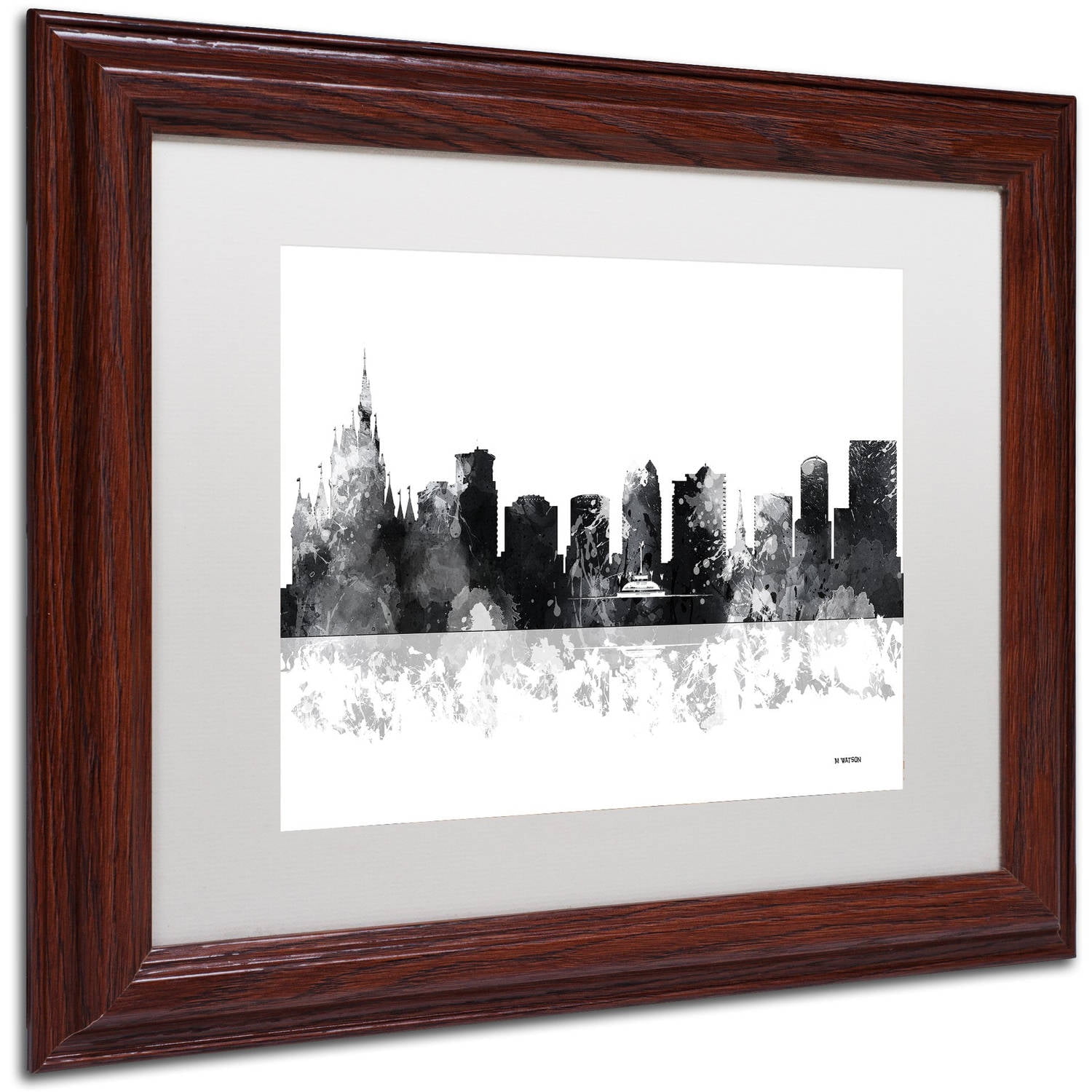 Trademark Fine Art "Orlando Florida Skyline BG-1" Canvas Art by Marlene Watson, White Matte, Wood Frame