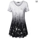 thumbnail image 1 of Camiseta de mujer con estampado de degradado, blusa informal, vestido con cuello en V suelto, negro, M Inevent AP001902-02, 1 of 5
