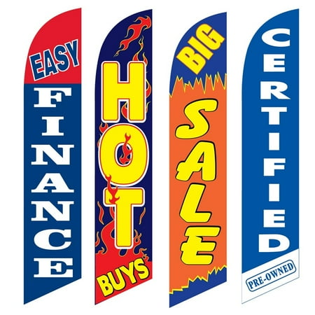 4 Advertising Swooper Flags Easy Finance Hot Buys Big Sale Certified Pre Owned