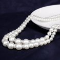 thumbnail image 4 of Double Chain Pearl Jewelry Set Women Simulated Pearl Necklace Earrings Jewel AL, 4 of 6