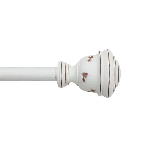 Mainstays 3/4” White Faux Wood Urn Adjustable Window Curtain Rod, 30”-84”
