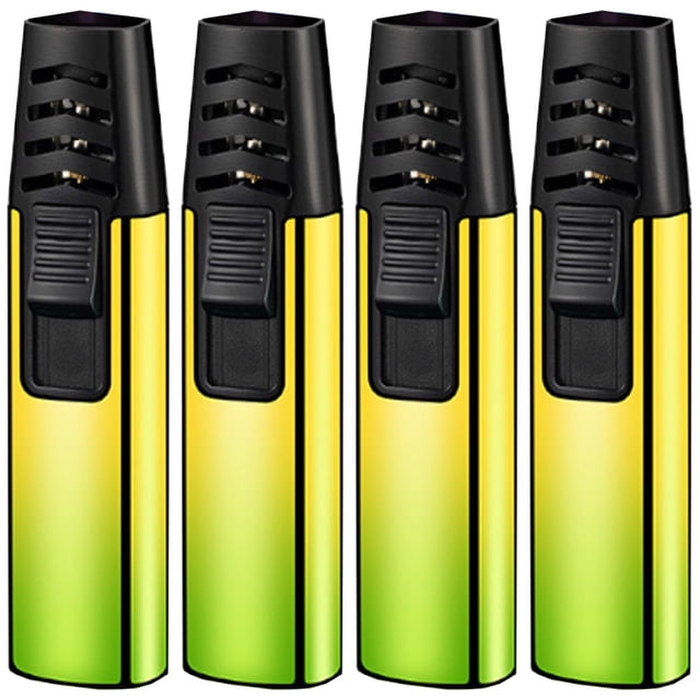 Encendedor Recargable ColorTorchGreen 4 Pzas Verde/Amarillo Recargable Metal Gas Butano.