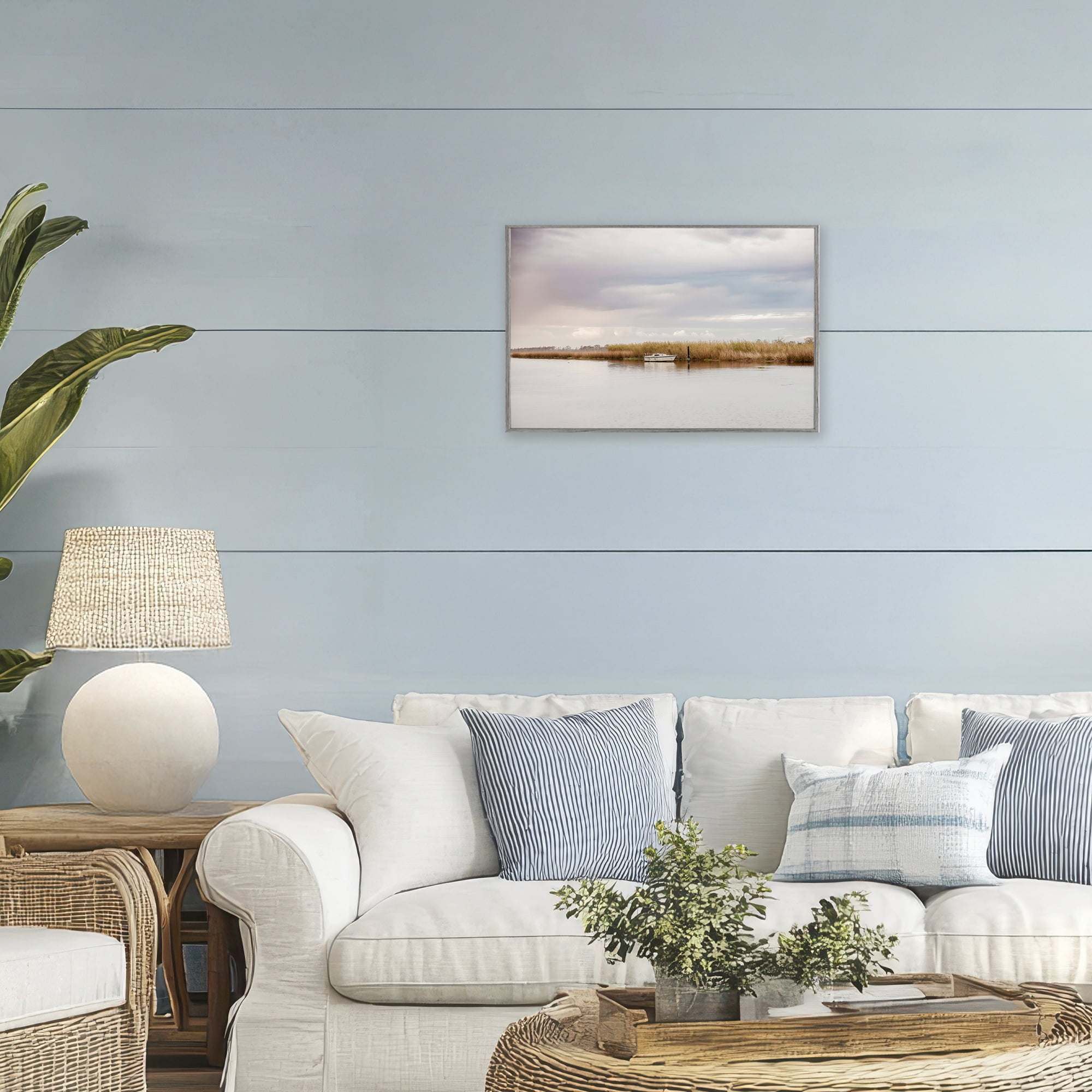 Stupell Industries Magical Mooring Landscape Gray Framed Giclee Art, design by Christy Berry