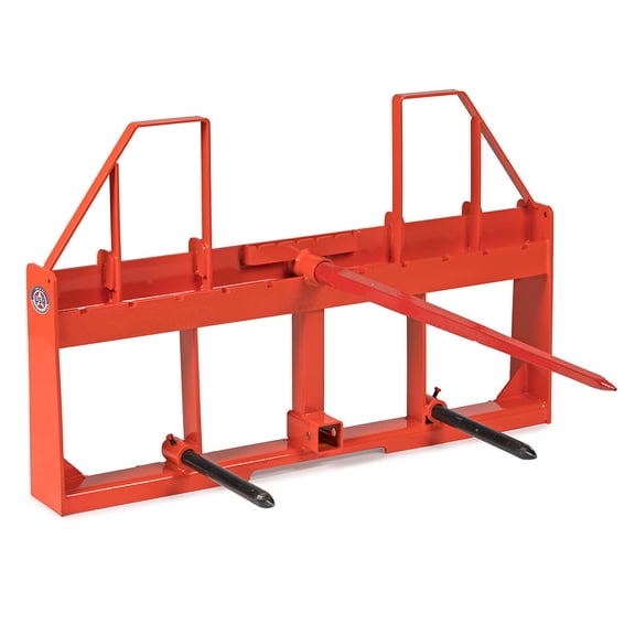 Titan Attachments UA USA Made Orange Step-Through Hay Frame Attachment, 39" Hay Spear and Stabilizers, Rated 4,000 LB, Quick Tach Mounting