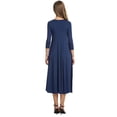 thumbnail image 4 of Qarigey Vestido de mujer Cuello Otoño Vestido de mujer Traje de cuello Media manga Vestido de columpio grande Vestidos Azul oscuro XXL, 4 of 6
