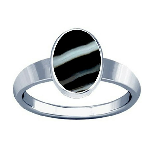 Divya Shakti 9.25-9.50 Carat Black Chalcedony (Sulemani Kala Akik Silver Plain Design Ring)(5.25)