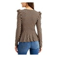 thumbnail image 2 of INC Womens Black Tie Puff Geometric Long Sleeve Surplice Neckline Faux Wrap Top M, 2 of 2