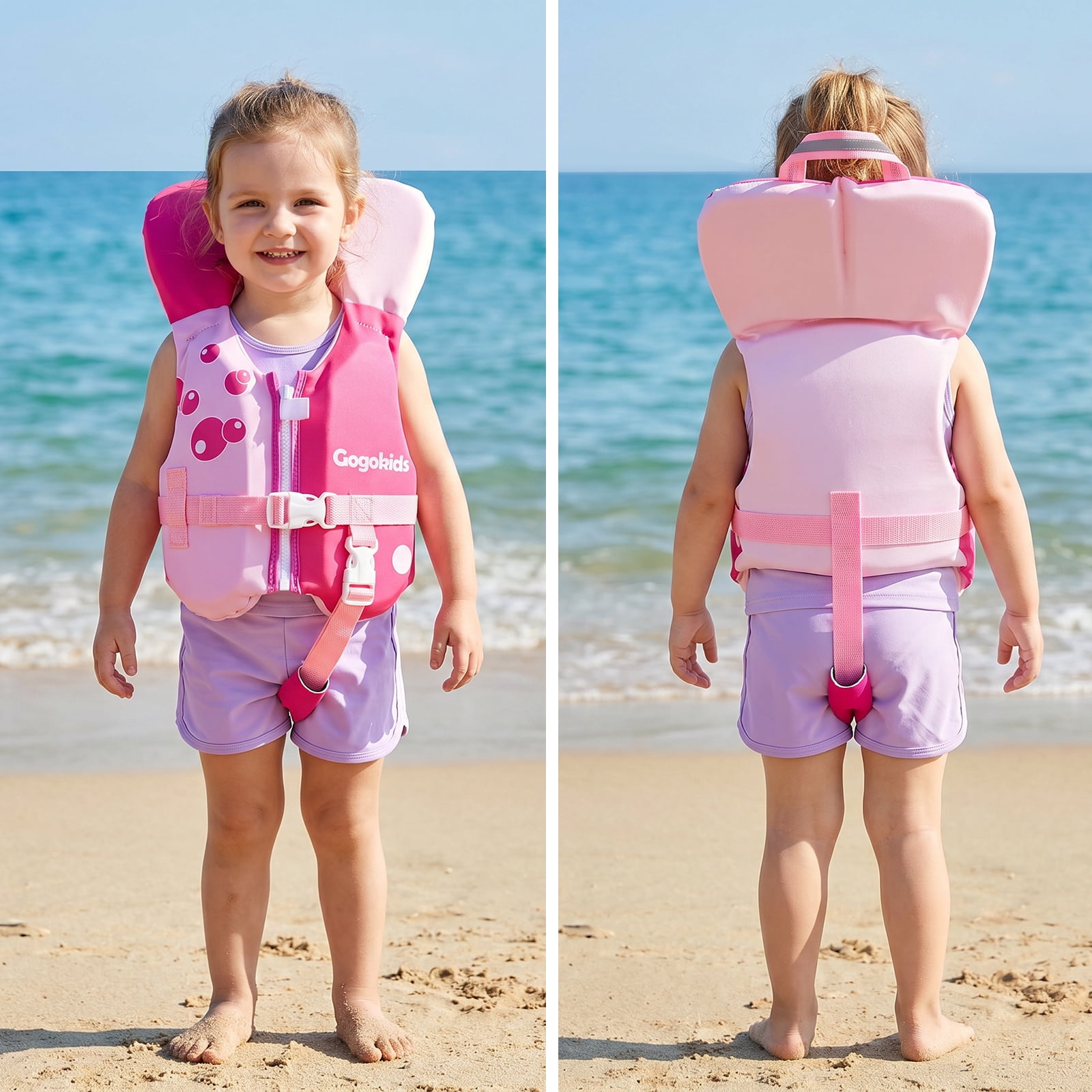 Gogokids Kids Swim Vest Life Jacket Toddler20-50 Lbs,Kids Float Jacket with Adjustable Straps for 1-6 Years Children Boys & Girls Swimming Aid for Pool,Beach & Boat