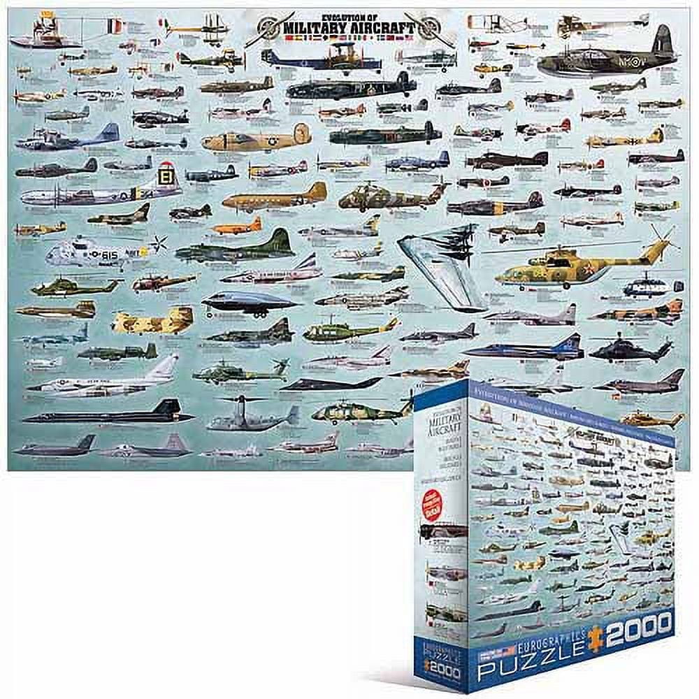 EuroGraphics Evolution of Military Aircraft Jigsaw Puzzle – 2000 Pieces, Aviation History Artwork
