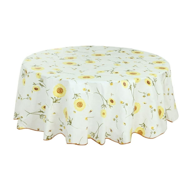 Vinyl Tablecloth Round Table Pattern Water Resistant Com - Can You Wash Vinyl Tablecloth