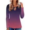 thumbnail image 1 of Tops de Otoño Para Mujer, Camisetas Informales Con Estampado Degradado, Blusas de Manga Larga Con Cuello Redondo Odeerbi  ODB178927, 1 of 5