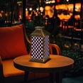 thumbnail image 5 of Hanging Solar Lantern Purple Black Checkerboard LED Lanterns Outdoor Waterproof Garden Decor Lights Gifts for Women, 5 of 8