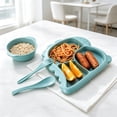 thumbnail image 4 of KGJQ 4Pcs/Set Dinner Plate Dinosaur-Shaped Divided Plate Including Bowl Spoon Fork Ergonomic Baby Feeding Utensils Easy to Clean Safe for Kids, 4 of 8