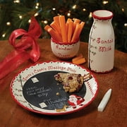 Santa's Writable Message Cookies And Milk Plate Set