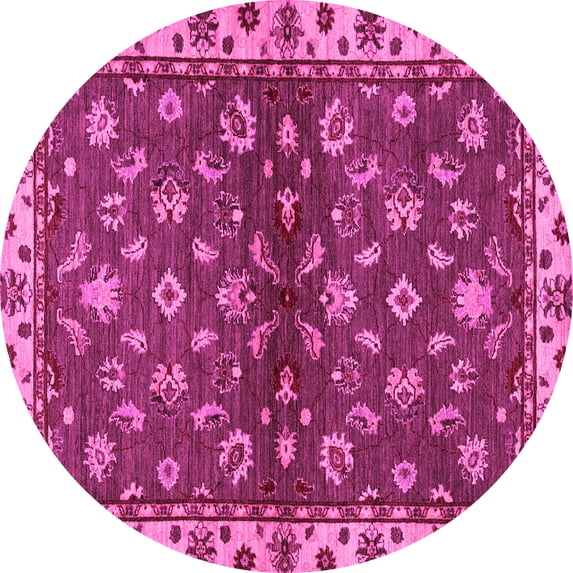 Ahgly Company Indoor Round Oriental Pink Traditional Area Rugs, 8' Round