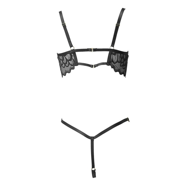 Buy Ezfun Women Black Adjustable Underwire Cupless Bra Lingerie Set With  Thong Online at desertcartSeychelles
