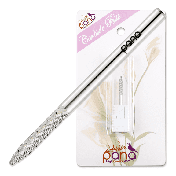 PANA 3/32" Carbide Cuticle Nail Drill Bit for Cuticle Cleaning, Flaking Skin Removal, Gel Polish & Acrylic Removal, Under Nail Cleaner, Nail Salon, Manicure Tools (UNC - Silver, Extra Fine)