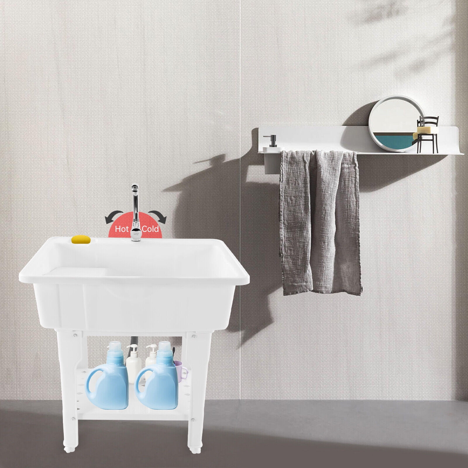 White Polypropylene Rectangular Utility Sink