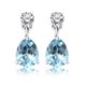 thumbnail image 1 of JeenMata Pendientes Clásicos de Aguamarina con Corte Redondo y en Forma de Pera de 2,5 Quilates, Piedra Natal de Marzo, en Oro Blanco de 18 K sobre Plata, para Mujer, 1 of 6