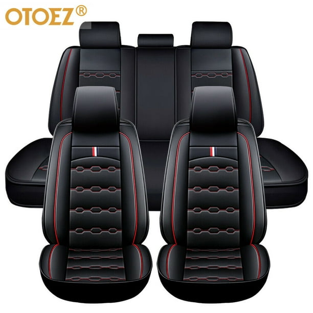 OTOEZ Leather Car Seat Covers Full Set Front and Rear Bench Backrest