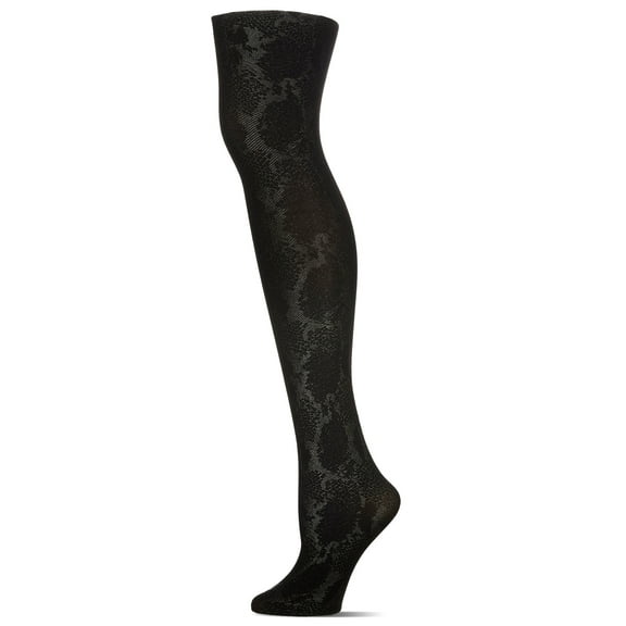 MeMoi Women's Glitzy Python Opaque Nylon Tights - Womens - Female (Small/Medium, Black)