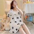 thumbnail image 4 of Pijamas con estampado naranja para mujer, camisón de encaje de estilo coreano, vestido de noche de verano, ropa de dormir de manga corta con lazo, ropa de casa, 4 of 4