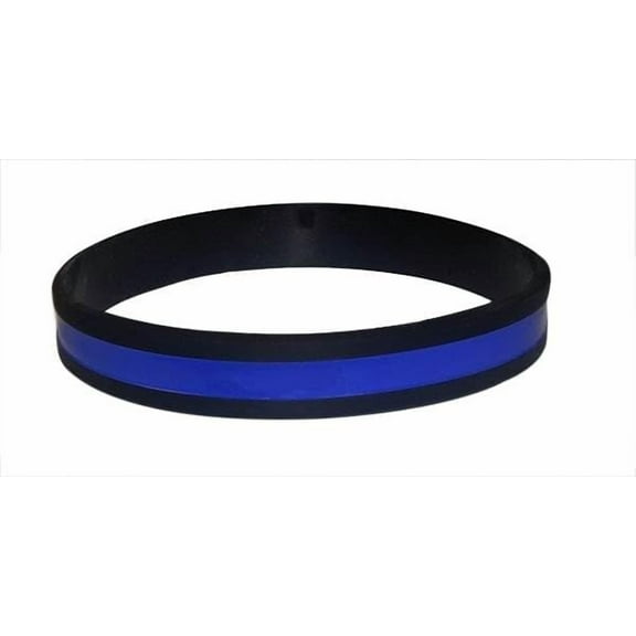 Hero's Pride Blue Line PVC Wristband, Large Fit, 8-3/4"