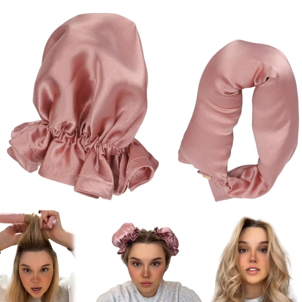Lazo Para El Cabello Rizado Sin Calor, , Rosa Polvoriento, Ligero, , Sin Calor, Rizador Para El Cabello, Seguro Con Cubierta Para El Cabello Para El Hogar