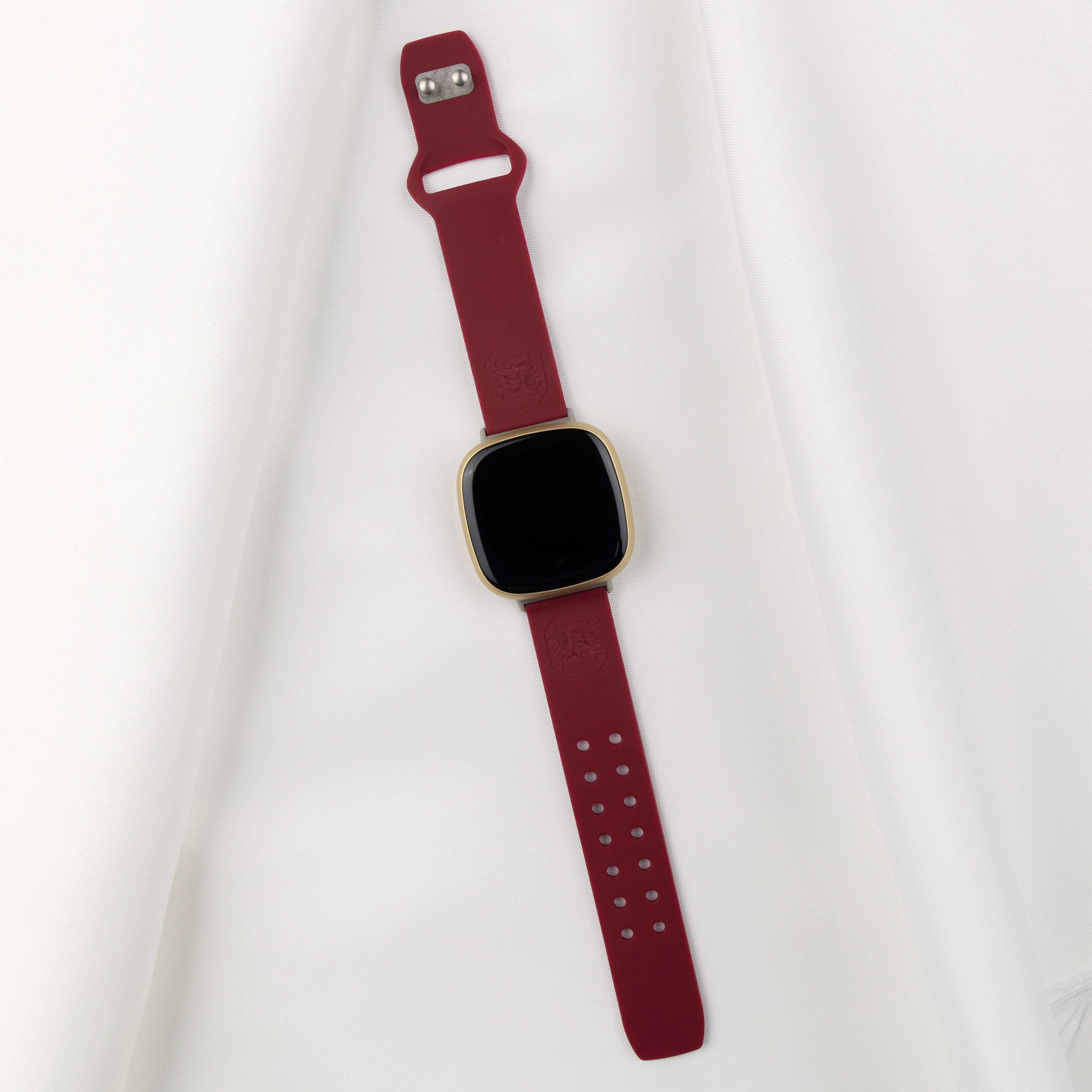 Gamecocks Engraved Silicone Unisex Watch Band for Fitbit Versa 3 and Sense (Maroon) by Affinity Bands