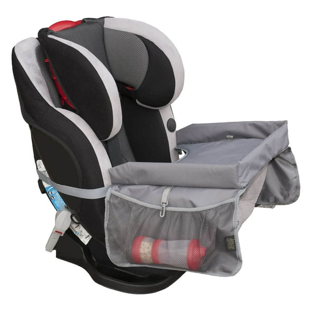 Jolly Jumper Travel Tray | Portable Car Seat Activity Tray with Rolled Rim & Mesh Pockets | Buckles Securely for Snacks, Drawing & Travel | Foldable Design