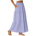 thumbnail image 5 of Womens Midi Skirt Fashion Solid Color Casual Breathable Knee Length Lightweight Everyday Purple L, 5 of 5
