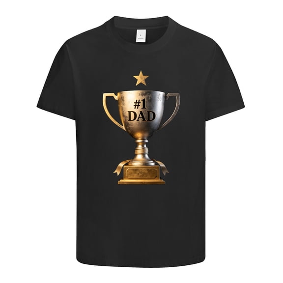 #1 DAD Cool T shirt, Gifts for Dad, Funny Novelty Trophy Graphic Tees Gift Idea for Fathers Day, Birthday, Holiday, Christmas, Number One Dad Shirt, Size S